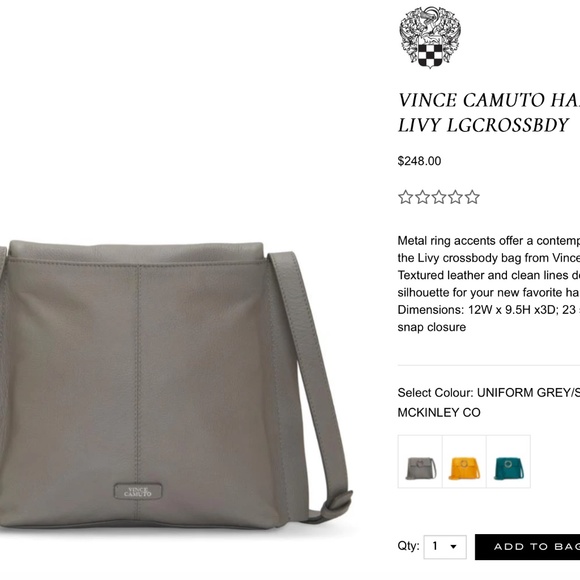 😍🌻 Vince Camuto New York Grey Leather Crossbody Bag - Picture 14 of 14